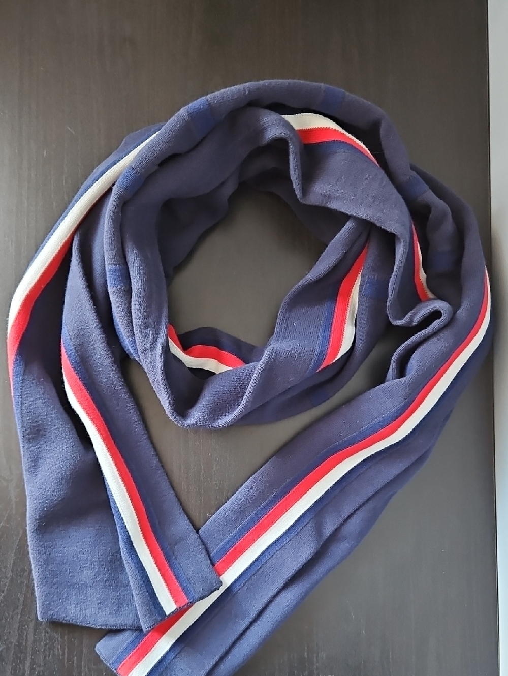 Tommy Hilfiger Navy Scarf with Red & White Stripe